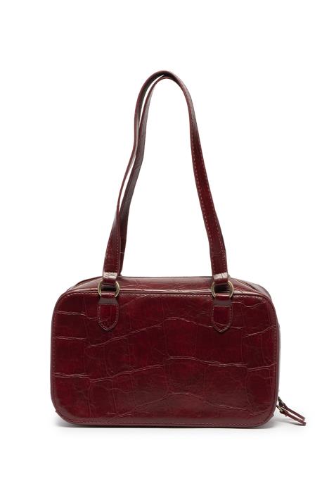 Jackie Faux Croc Boston Shoulder Bag