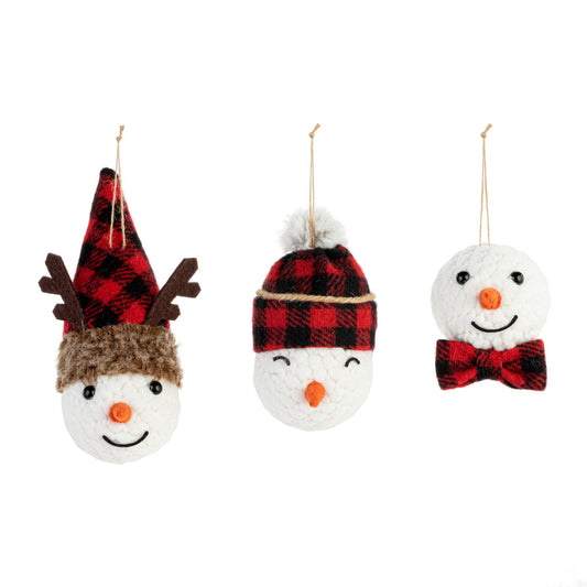 Plaid Snowman Head Ornaments