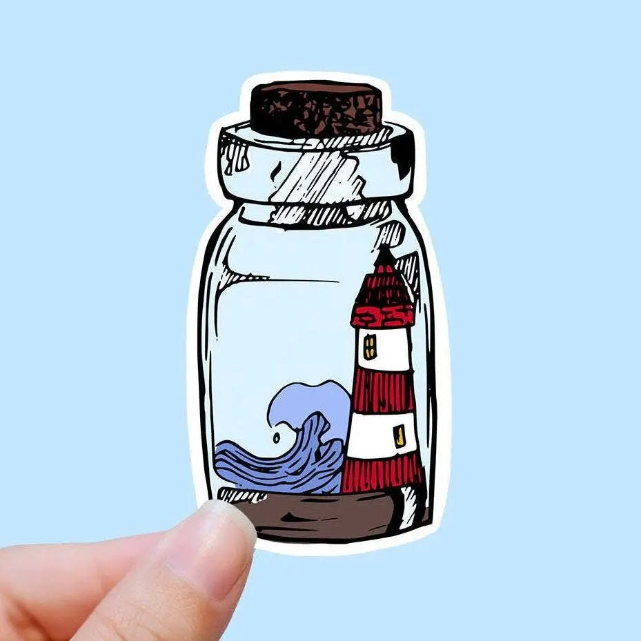 Lighthouse In A Bottle Sticker