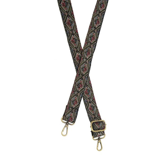 1.2" Multi Floral Needlepoint Woven Guitar Strap