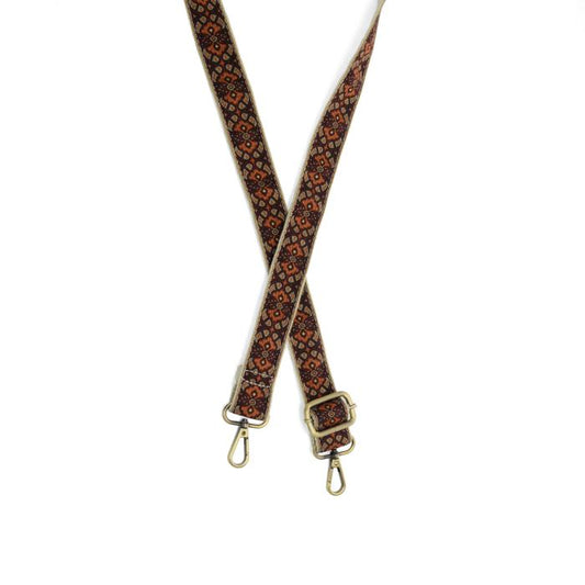 1.2"" Maroon Vintage Print Guitar Strap