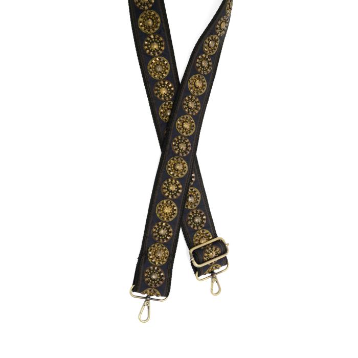 2"" Navy Hand Nailed Studded Guitar Strap