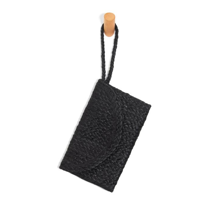 Portia Jute Clutch Wristlet | Black