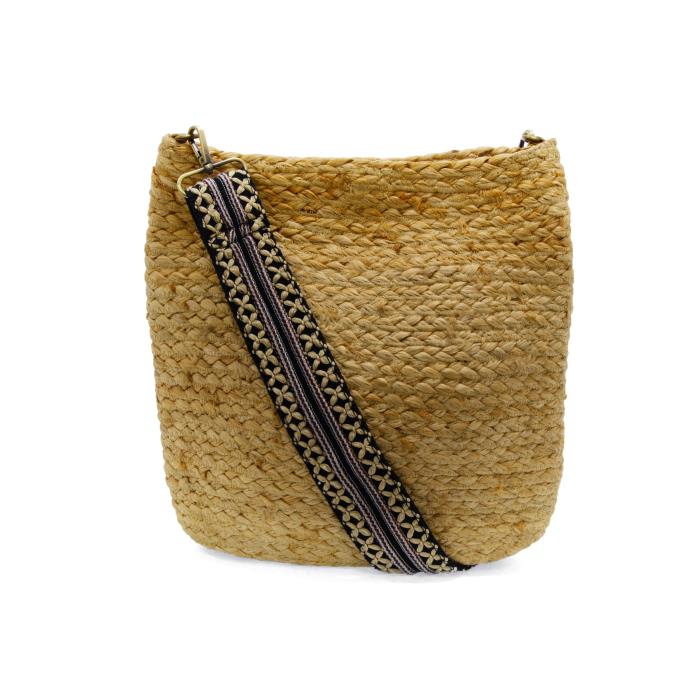 Jute Crossbody Bucket Bag