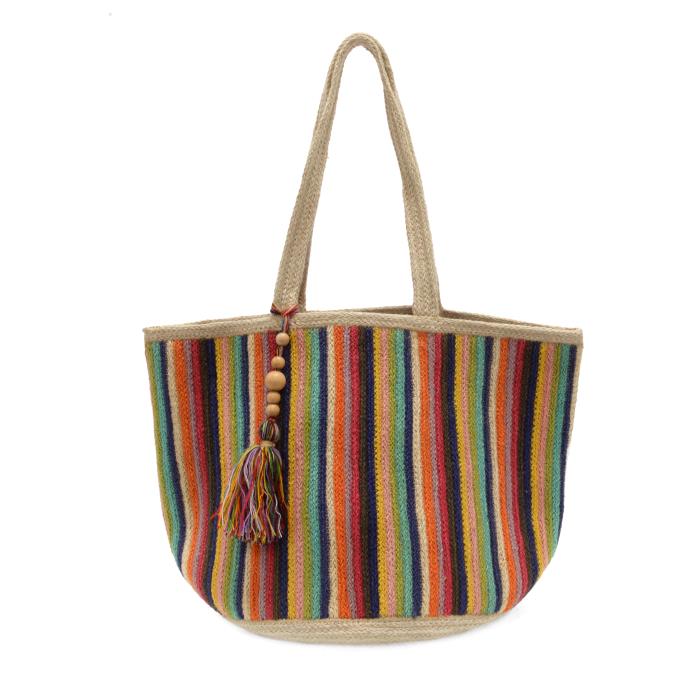 Striped Jute Tote