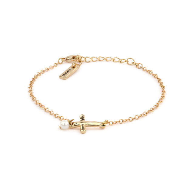 Dainty Cross Bracelet | Gold