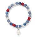 Americana Beach Pearl Charm Stretch Bracelet