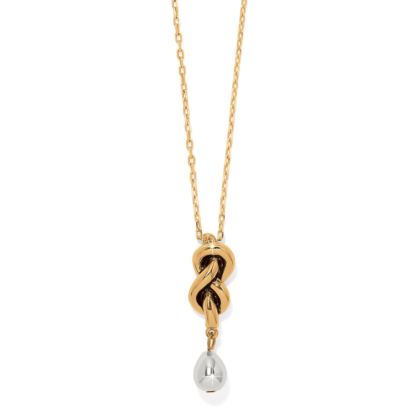 Interlok Single Knot Drop Necklace | Gold & Silver