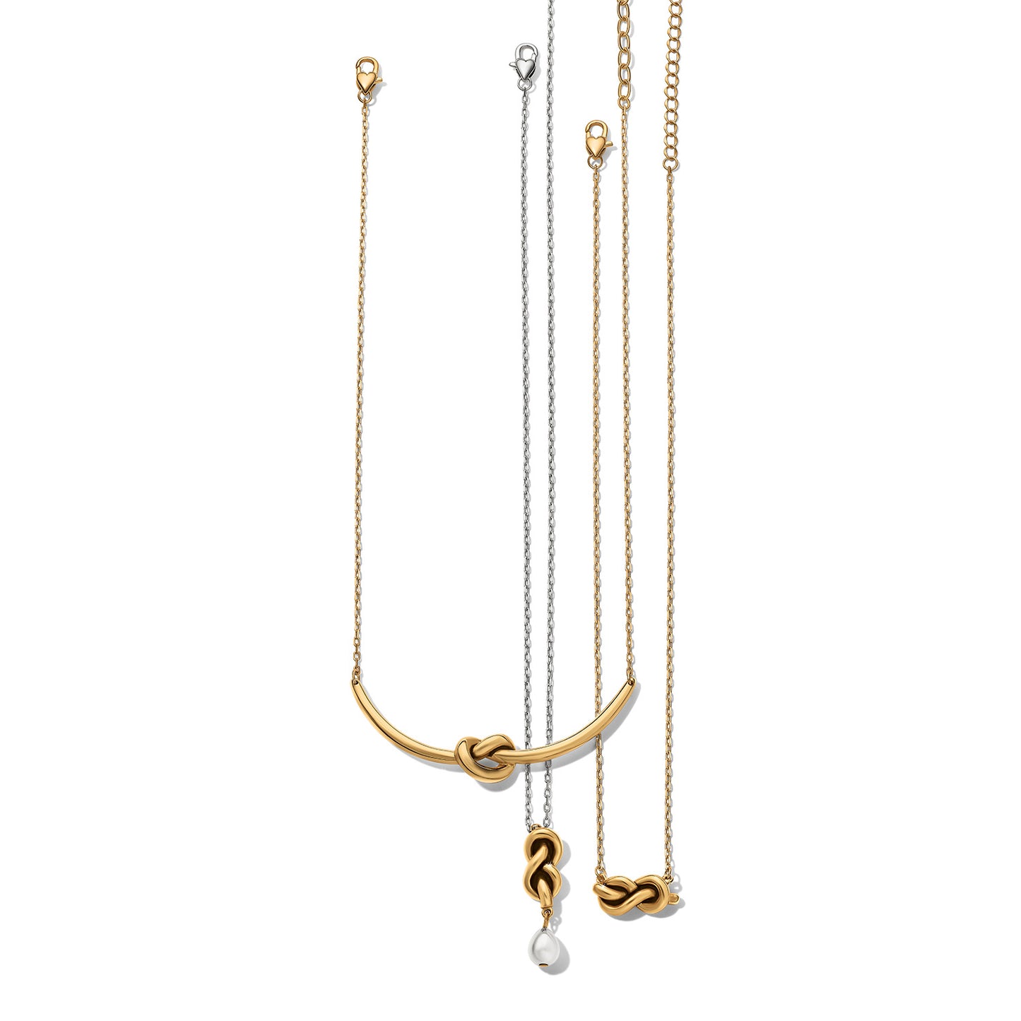 Interlok Single Knot Drop Necklace | Gold & Silver