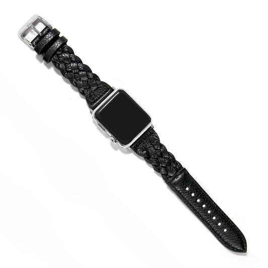 Sutton Braided Leather Watch Band: Black