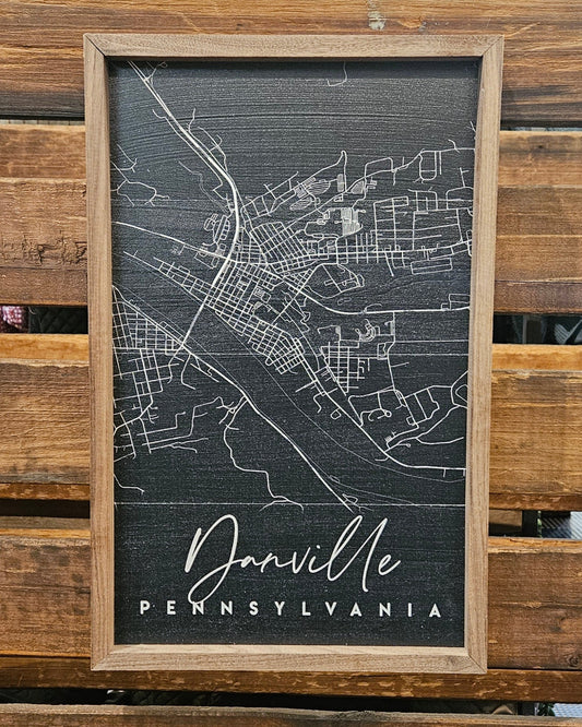Framed Danville Map | Black