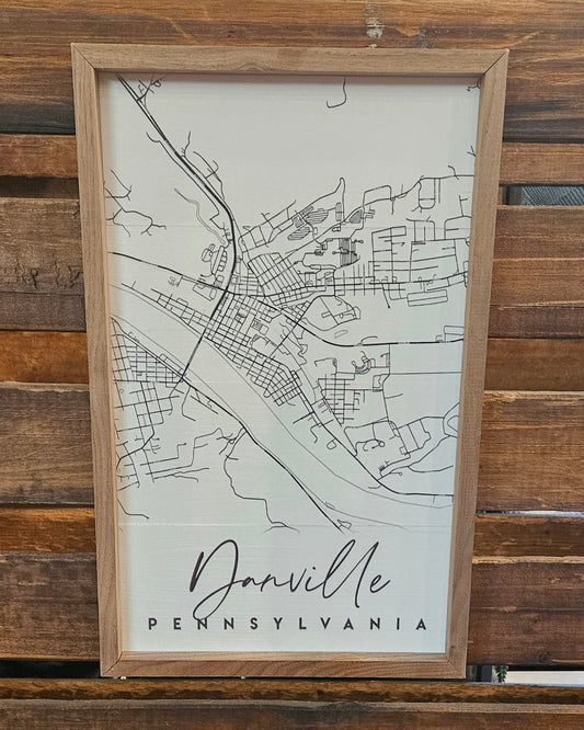 Framed Danville Map | White