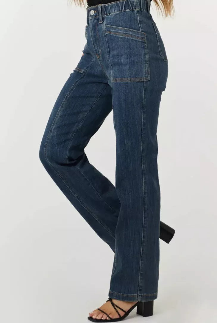 High Waist | Straight | Vintage Elastic Waist Jeans