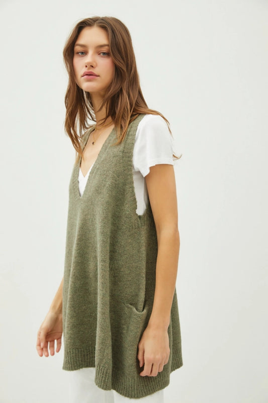 V-Neck Sweater Vest | Sage