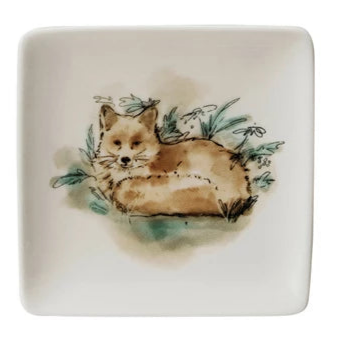 Stoneware Dish with Animal