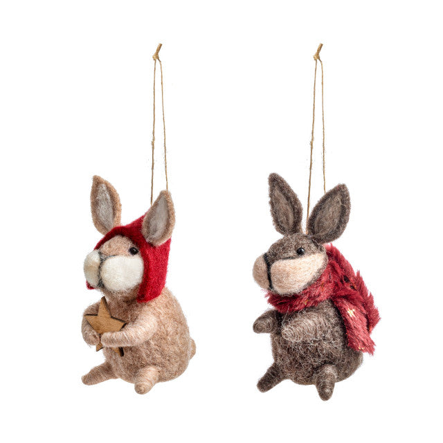 Felted Rabbit Ornaments