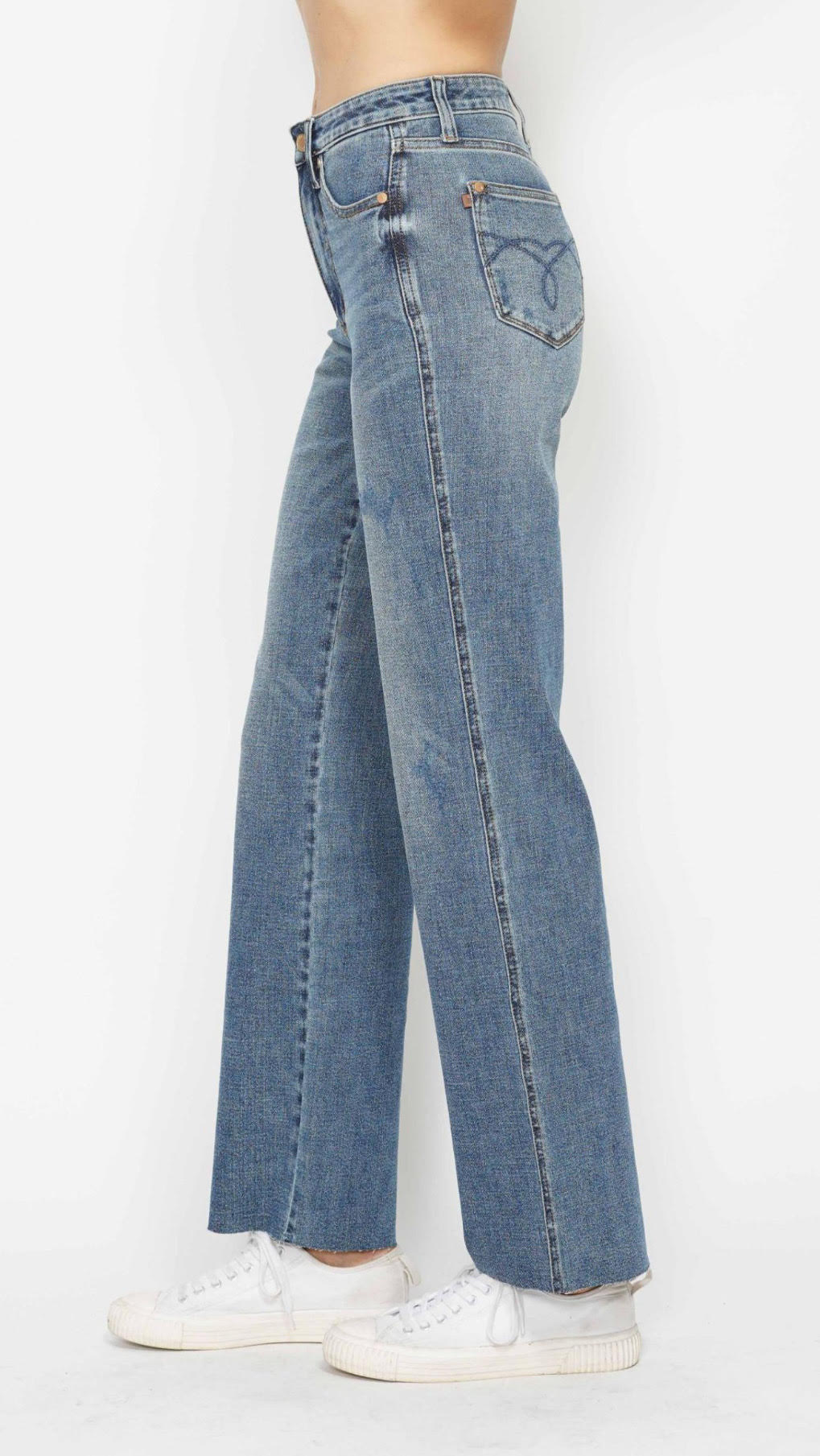 High Waist | Straight | Tummy Control Raw Hem Jeans