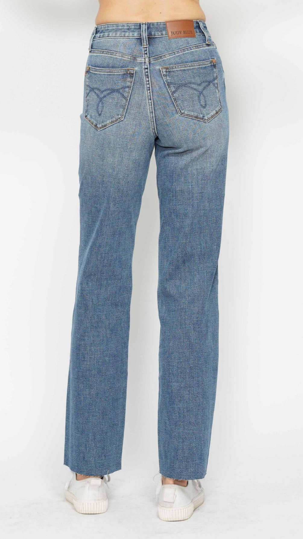 High Waist | Straight | Tummy Control Raw Hem Jeans