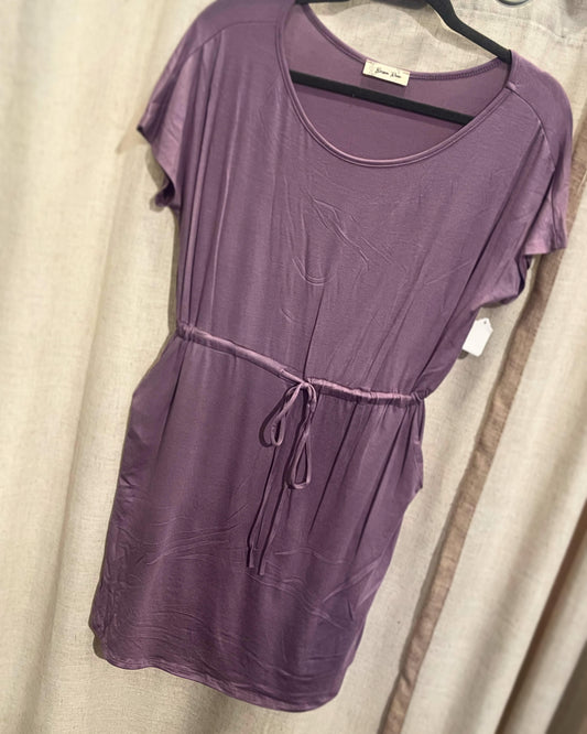 Solid Drawstring Waist Dress | Lavender