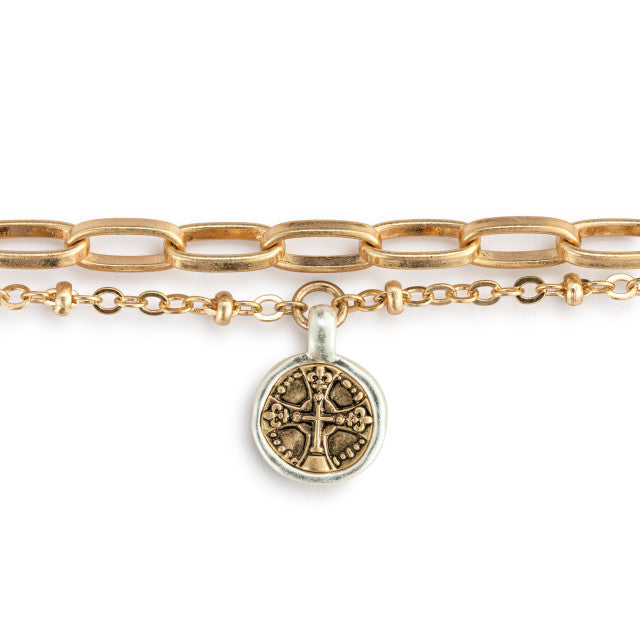 Wrapped in Prayer Layer Bracelet - Gold