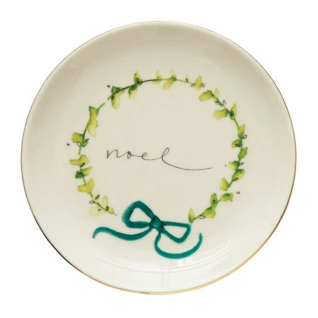 Stoneware Plate with Holiday Design