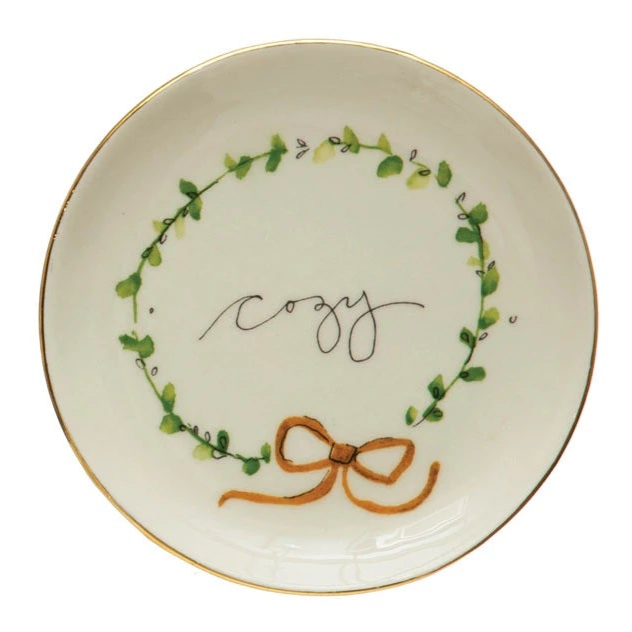 Stoneware Plate with Holiday Design