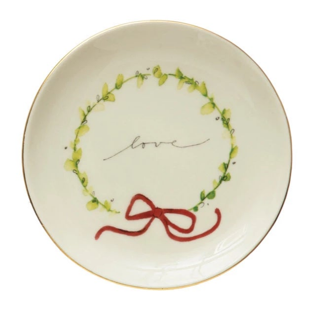 Stoneware Plate with Holiday Design