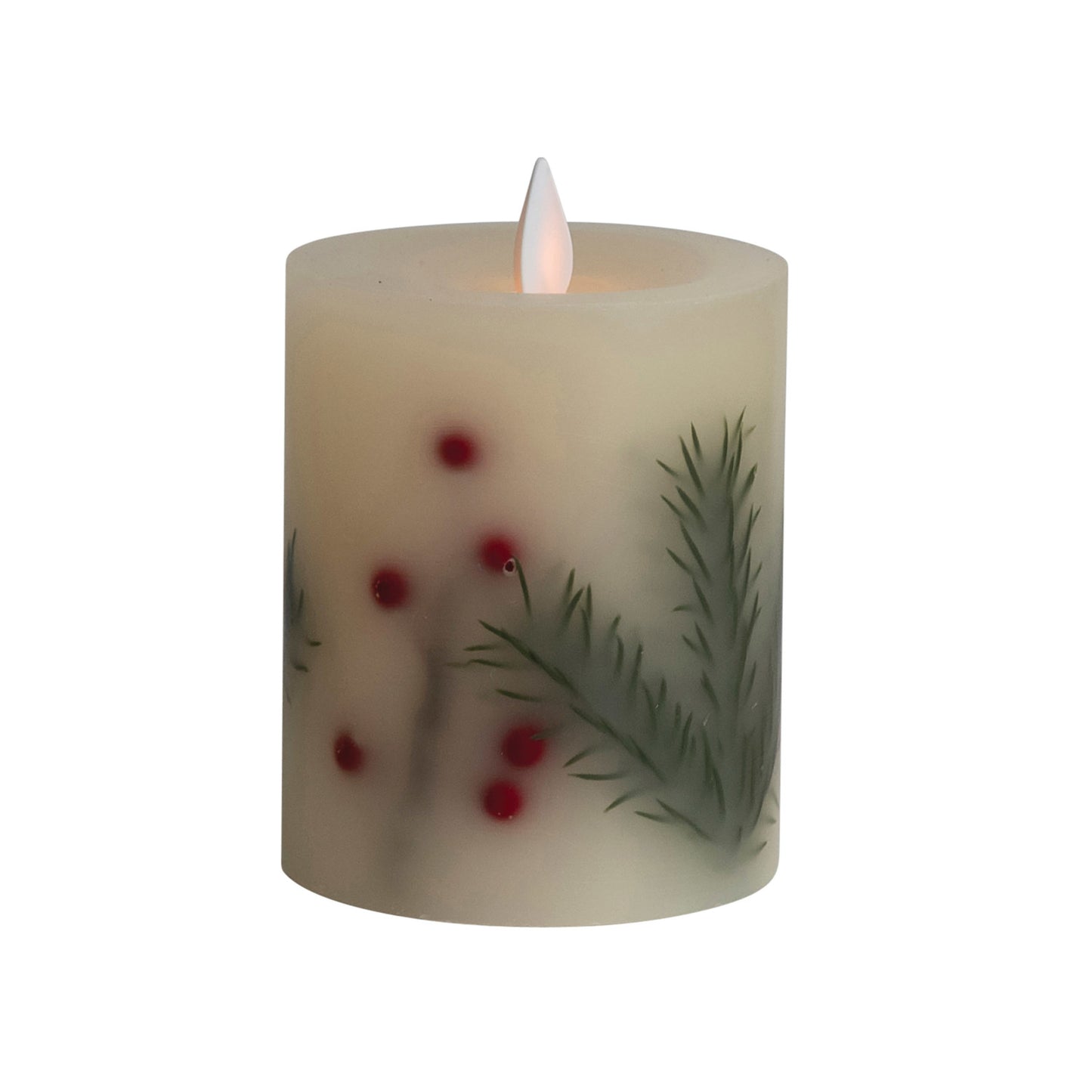 LED Wax Pillar Candle with Berries