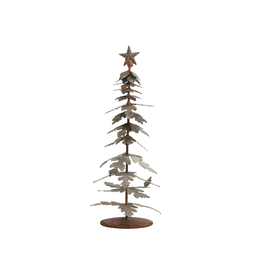 Metal Tree with Distressed Zinc Finish