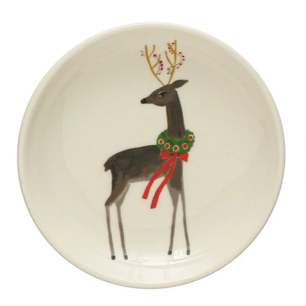 Round Stoneware Dish with Holiday Image