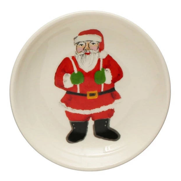 Round Stoneware Dish with Holiday Image