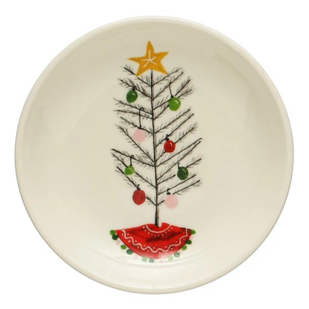 Round Stoneware Dish with Holiday Image