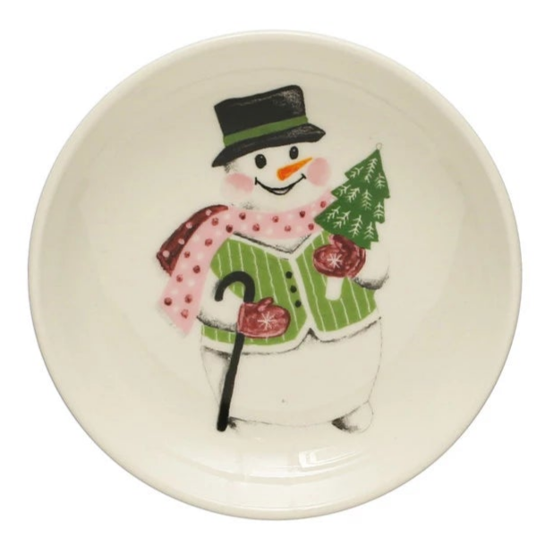 Round Stoneware Dish with Holiday Image