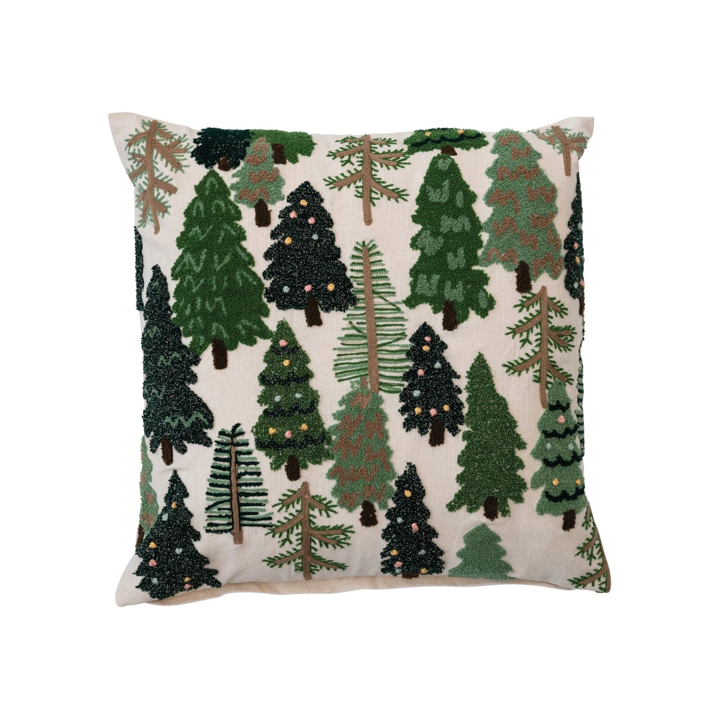 Embroidered Pillow with Trees & French Knots