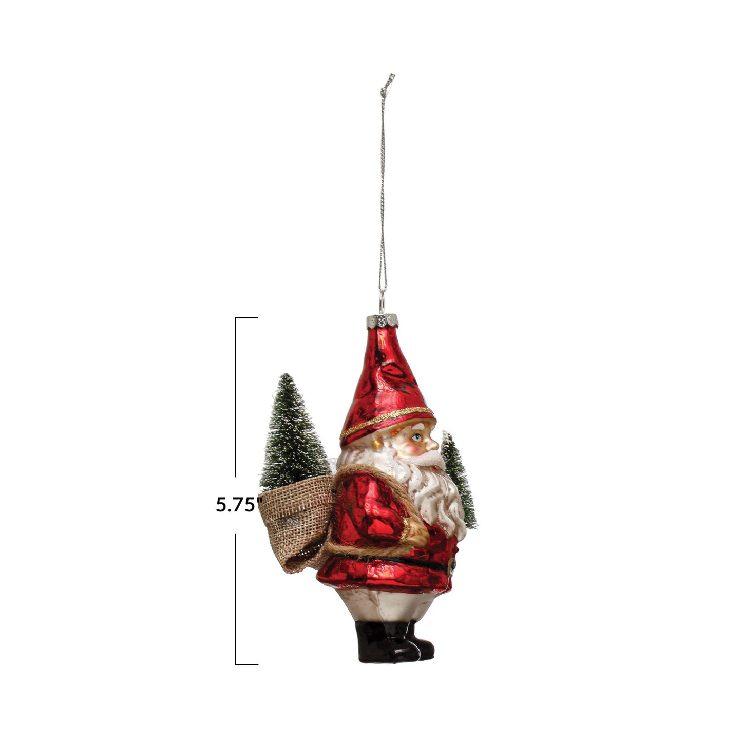 Hand-Painted Glass Garden Santa Ornament