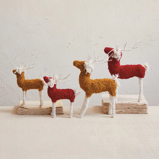 Bouclé Cotton Knit & Wire Reindeer