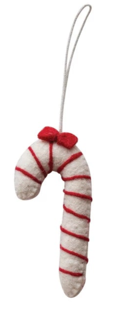 Wool Felt Candy Cane Ornament