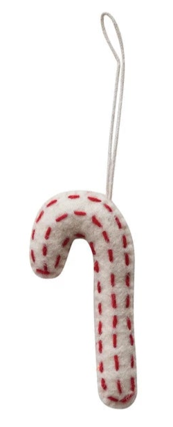 Wool Felt Candy Cane Ornament