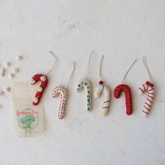 Wool Felt Candy Cane Ornament