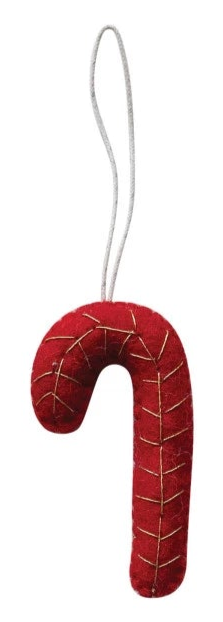 Wool Felt Candy Cane Ornament