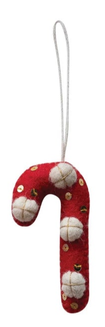 Wool Felt Candy Cane Ornament