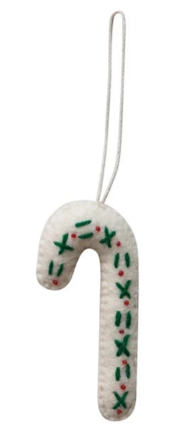 Wool Felt Candy Cane Ornament