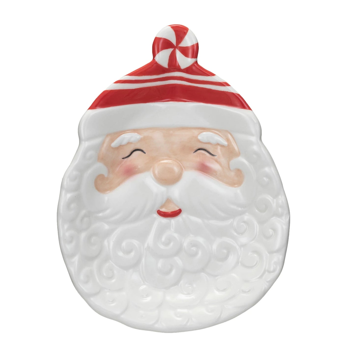 Hand-Painted Ceramic Santa Shaped Plate