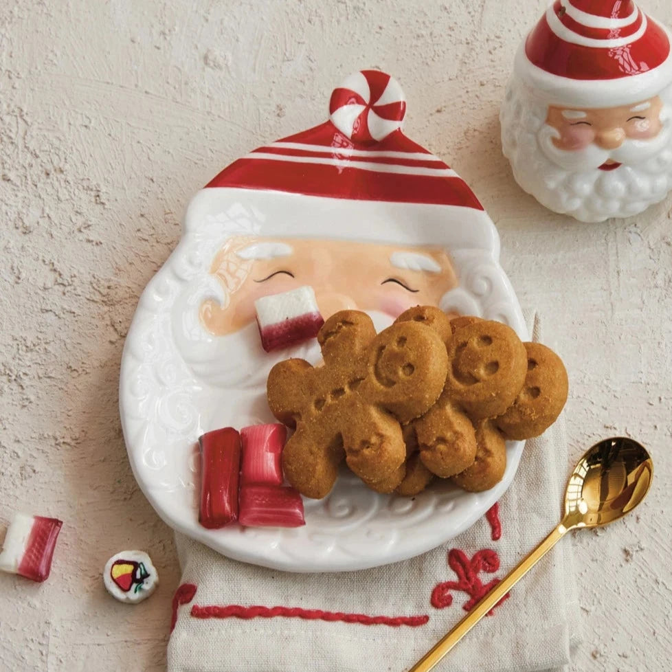 Hand-Painted Ceramic Santa Shaped Plate