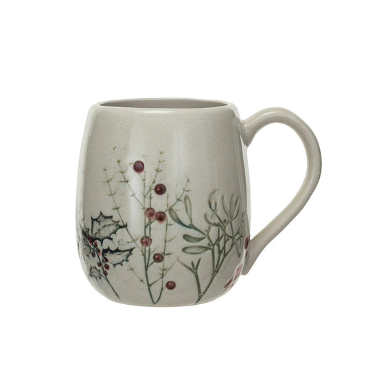 Stoneware Mug with Seasonal Botanicals