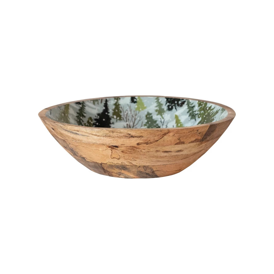 Enameled Mango Wood Bowl