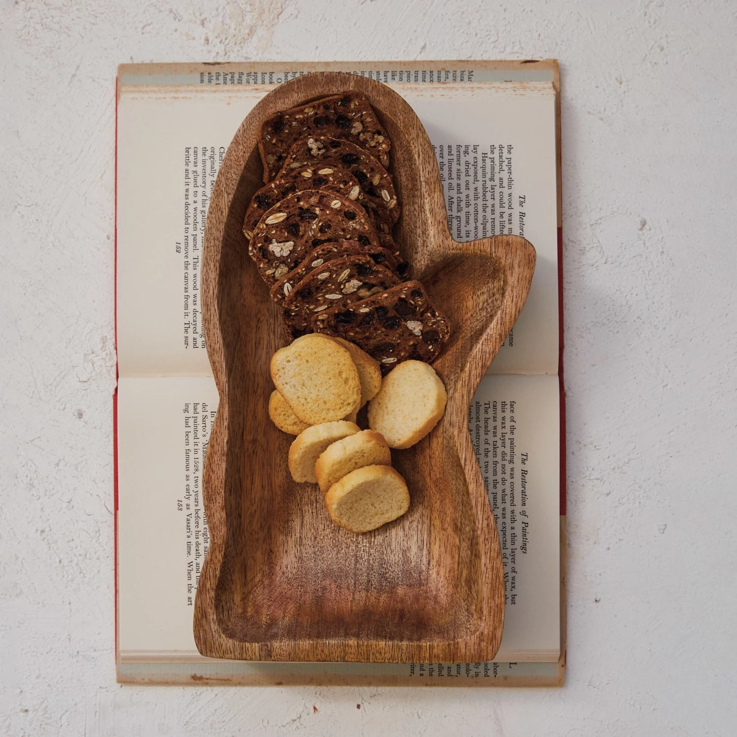 Carved Mango Wood Mitten Shaped Bowl