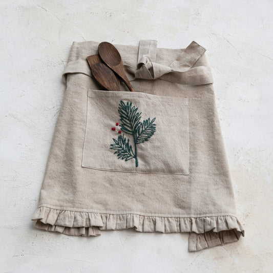 Woven Cotton & Linen Half Apron