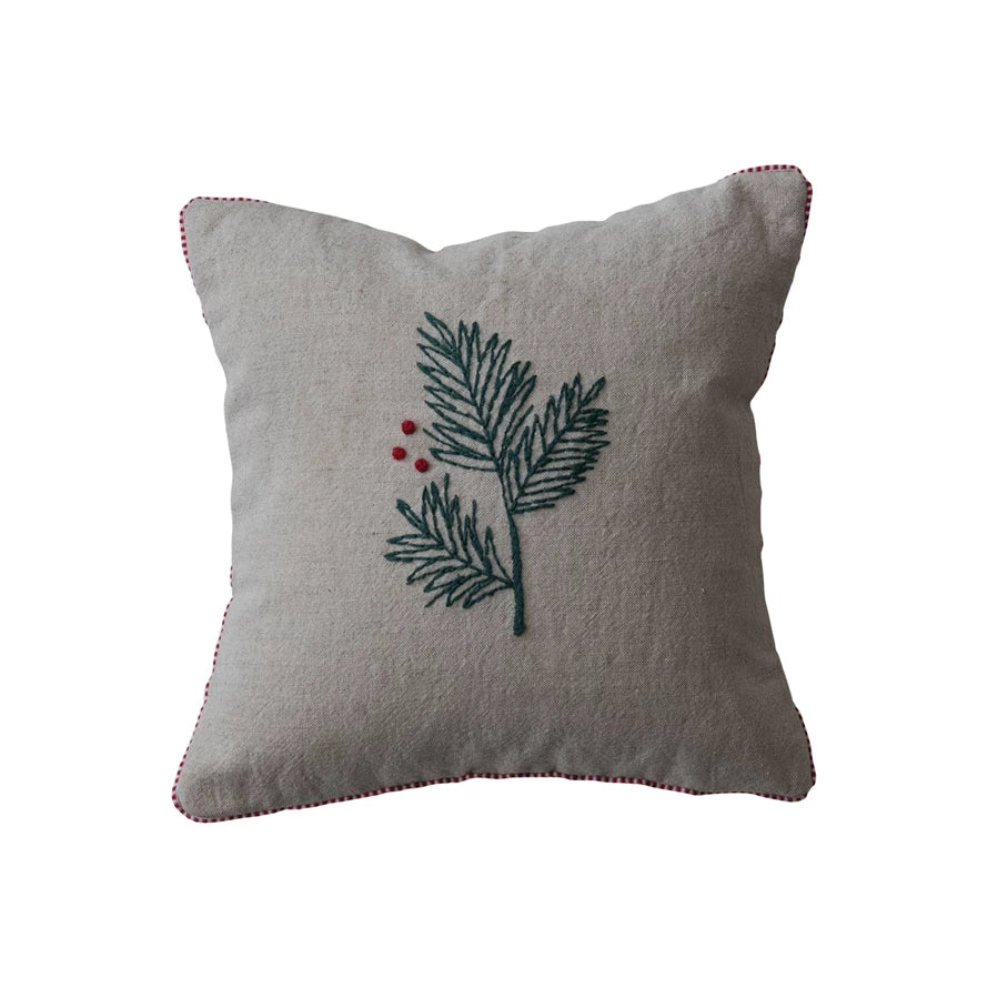 Cotton & Linen Pillow with French Knots