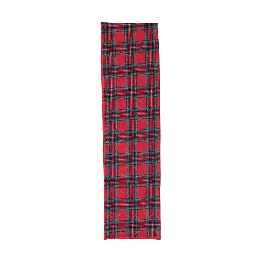 Brushed Cotton Flannel Quilted Table Runner, Red & Green Plaid